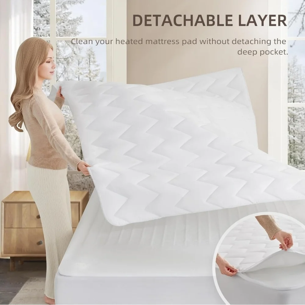 Bwarm Premium Multi-Zone Electric Heated Mattress Pad Twin Size, 39" x 75" - Picture 3 of 12